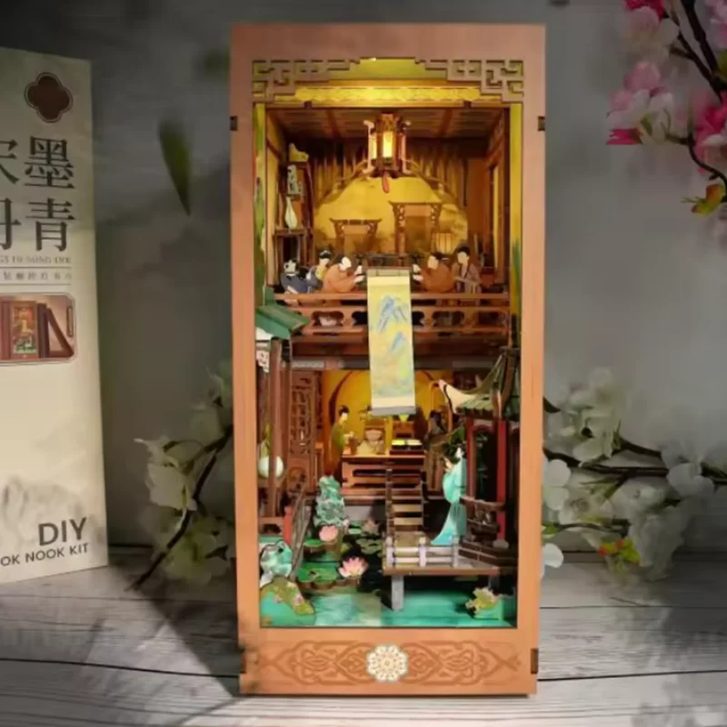 OUZEY Libro de pintura china Nook DIY, casa antigua 3D activada por sensor, regalo de arte clásico para adolescentes