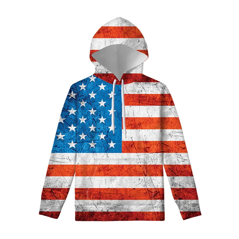2024 USA Falg New Design Man Clothes Street Style Hooded Sweatshirts Autumn Casual Hoodies Fashionable Long Sleeve Pullovers GYM