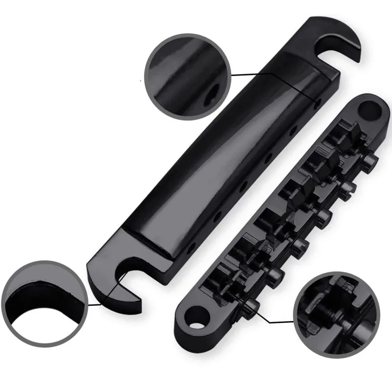 E-Gitarre Brücke Saitenhalter Kit mit Nieten obere untere Saite Brücke Saitenkissen für Les Paul Sg E-Gitarre – Detail 6