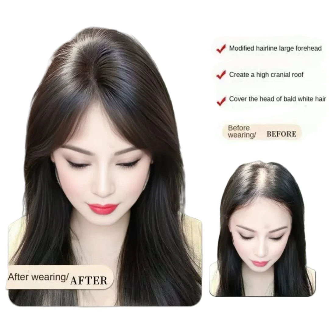 100% شعر بشري مصنوع يدويًا للنساء مع غرة بدون حدود طبقة واحدة غير مرئية من الدانتيل مشابك شعر في هامش