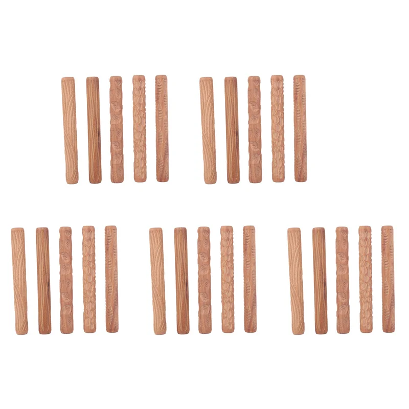 

ABVT-25PCS Pottery Tools Wood Hand Rollers For Clay Clay Stamp Clay Pattern Roller