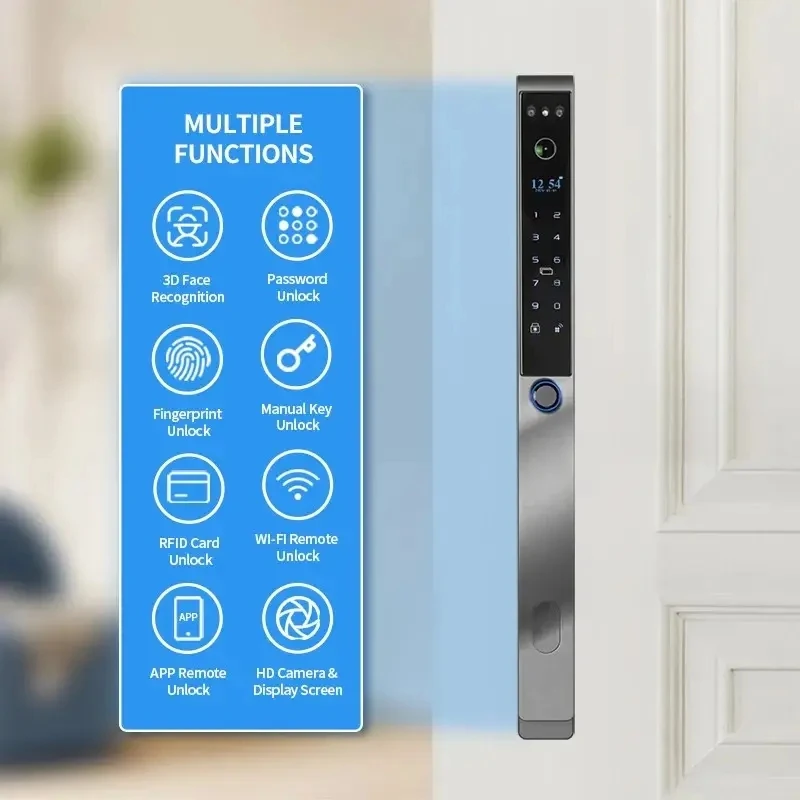 Smart Door Lock With Camera And Fingerprint Ip68 Smart Lock Slim Intelligent Door Lock