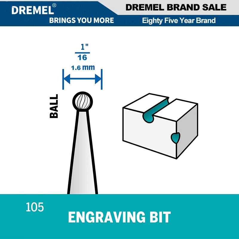 Dremel 106 Imprint Engraving Head Attachment Ball-Shaped Rotary Multi Tool Kit 1.6mm Working Diameter for Wood Leather Plastic