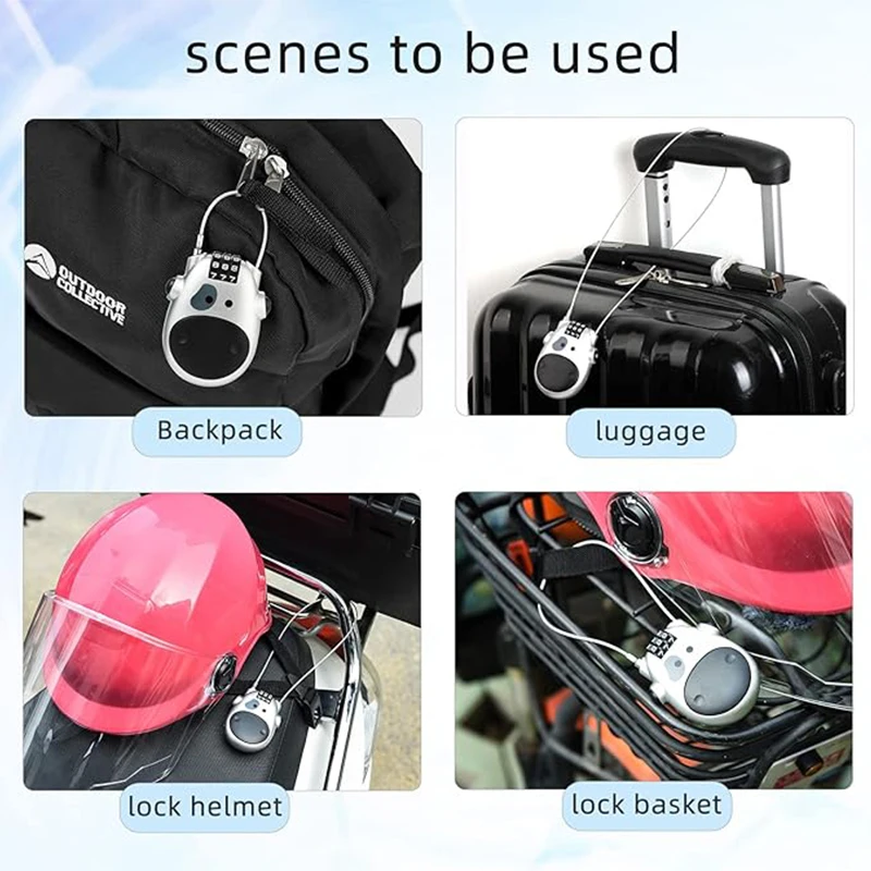 Cable Combination Lock Adjustable Cable Code Locks 3 Digit Combination Lock Security Wire Combo Steel Cable Locks