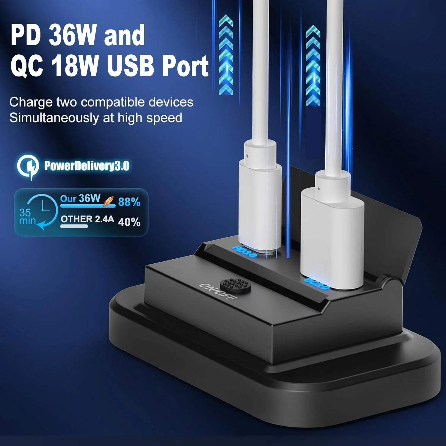 듀얼 USB 차량용 고속 충전기 소켓, 방수 휴대폰 충전기, 전원 콘센트, QC3.0 및 PD 포트, 차량용 고속 충전기, 12V, 54W