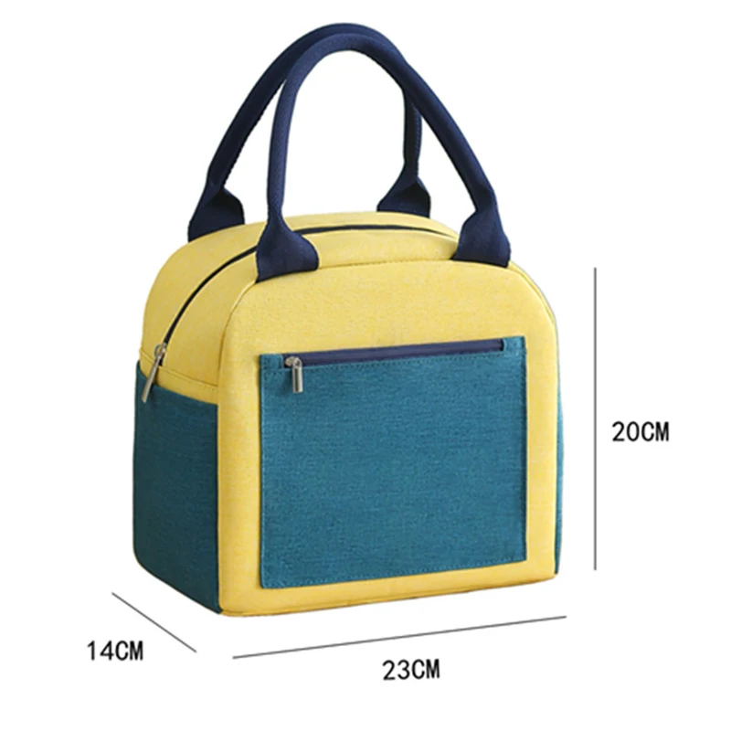 حقيبة غداء حرارية محمولة للنساء، حقيبة طعام معزولة للثلاجة الصغيرة، ثلاجات غداء تحجب الألوان للعمل مع سحاب
