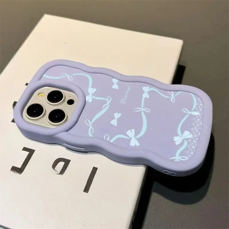 

Cute Ribbon Bow 3D Wave Phone Case For Samsung Galaxy A06 A05S A14 A13 A04S A12 F12 A11 A10S M01S F14 M14 F05 M05 Soft Cover