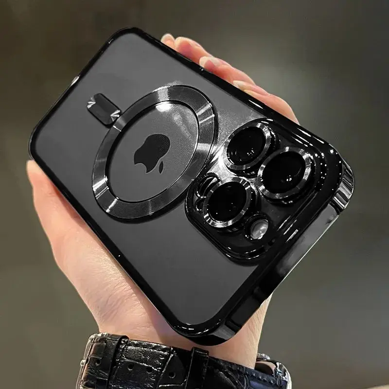 

Роскошный прозрачный чехол для беспроводной зарядки Magsafe для iPhone 11, 12, 13, 15, 16 Pro Max 14 Plus X Xs XR с магнитным мягким покрытием