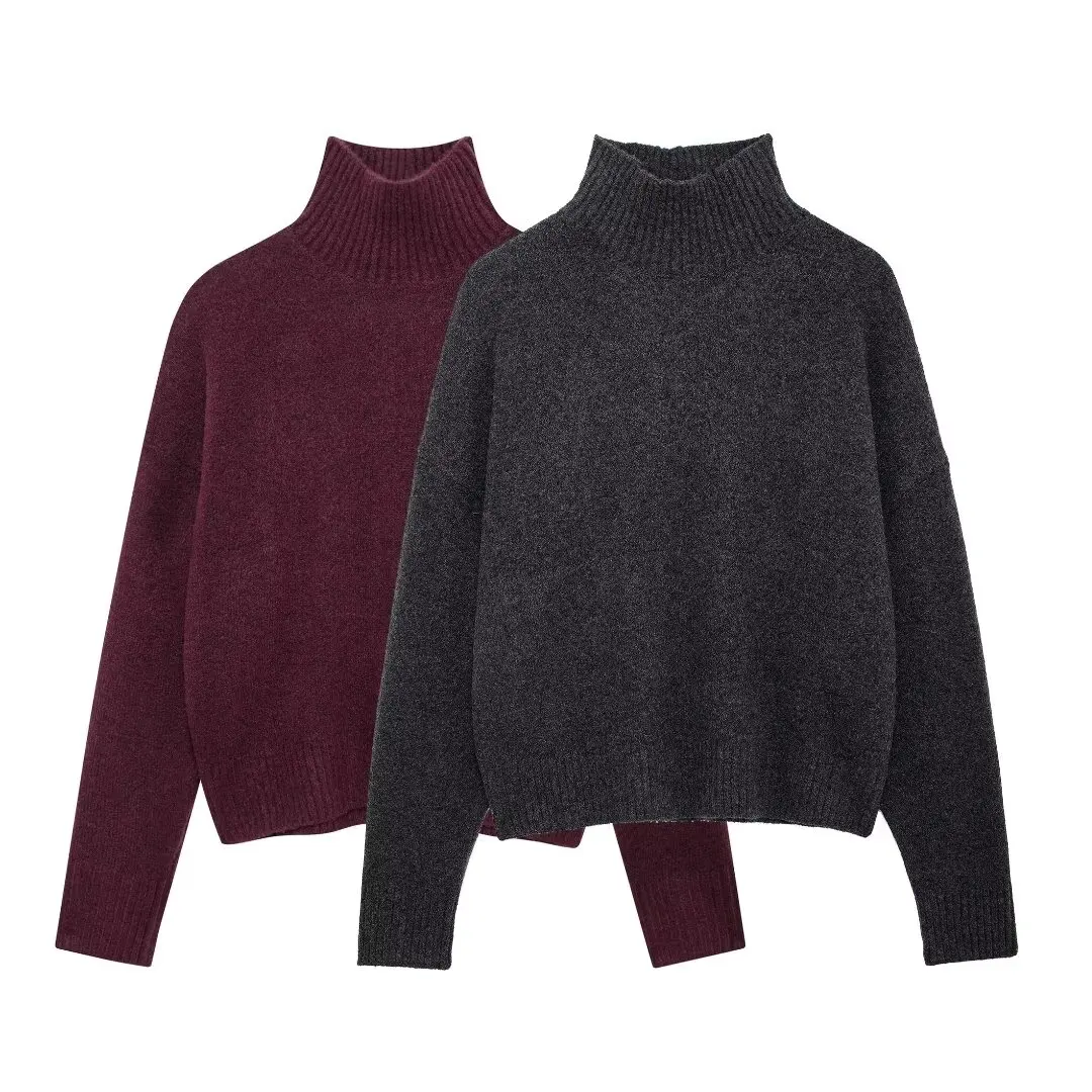 Tangada Women 2024 Winter Turtleneck Woolen Knitted Sweater Jumper Female Pullovers BE0450