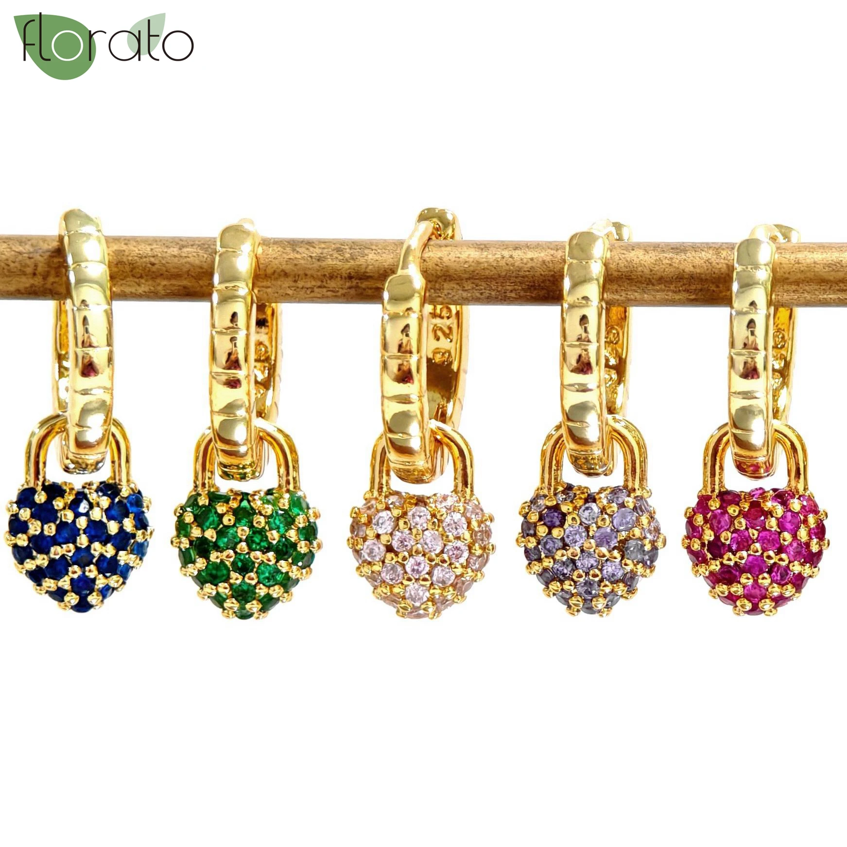 

925 Sterling Silver Needle Fashion Heart Pendant Earrings 2025 New Gold Color Small Hoop Earrings for Women Party Jewelry Gift