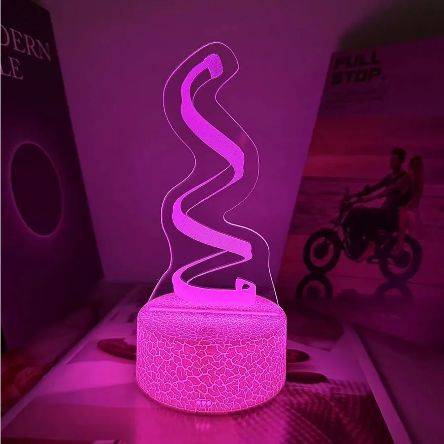 Lampe LED 3D Romantique en Acrylique pour Enfant, Veilleuse de Table, Décor de ixd'Anniversaire, Lampe de oral et de la Journée de Léon