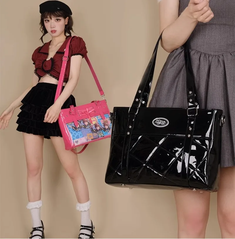 Elegant Bandage PU Shoulder Bags for Women New Trendy Ita Bag High-capacity Transparent Shoulder Bag Lolita Bag сумка Bolso