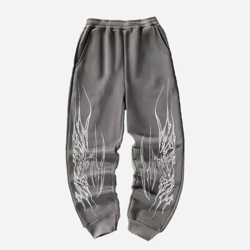 New Men's Cotton Lint Trousers Line Printing Black Sweatpants Fitness Outdoor Jogging Drawstring Pocket Women's Casual Trousers