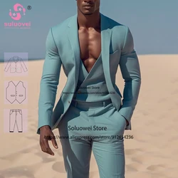 Fashion African Groom Wedding Suits For Men Slim Fit 3 Piece Panst Set Formal Dinner Party Prom Tuxedos Terno Masculino Completo