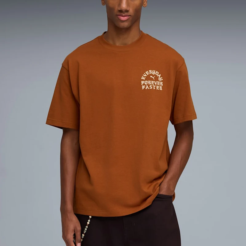 Puma genuine PUMANOWTE new men's brown street casual short sleeved T-shirt 634746-07