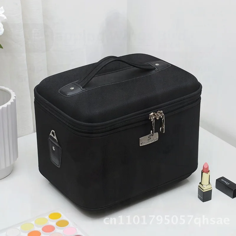 Women's Waterproof Nylon Cosmetic Case Multi-Layer Large Capacity Storage Organizer Bag Portable Single Shoulder Bag