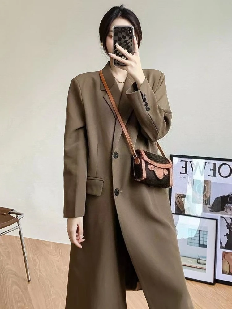 

Women's Longline Slim-fit 2025 Spring/autumn - British Style Single-breasted Coat With Minimalist Elegance