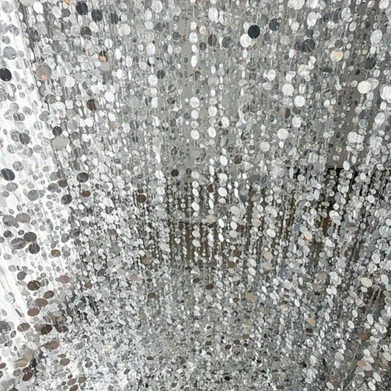12 Stück Pailletten-Vorhang, silberfarben, glitzernd, hängende Dekorationen, 100 cm lang, für Hochzeitshintergrund, Party-Dekoration, Raumteiler – Detail 8