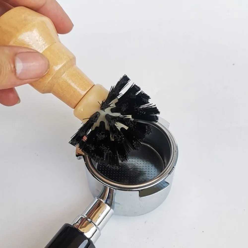 Wooden Handle Coffee Tamper Cleaning Brush Residual Powder Sweep Professional Portafilter Cleaning Brush Efficient Protable