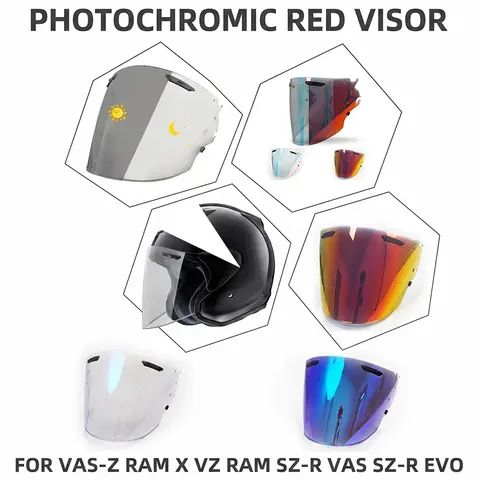 Photochromic Dark tea & red Visor FOR VAS-Z RAM X VZ RAM SZ-R VAS SZ-R EVO For Arai 3/4 Helmet Lens