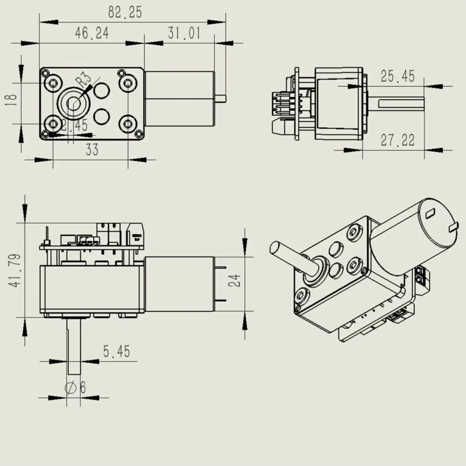 Servo digital ASMC-LQB de alto torque de 60 kg com 360 °   Codificador magnético e engrenagem sem-fim com travamento automático para braço robótico/controle de válvula