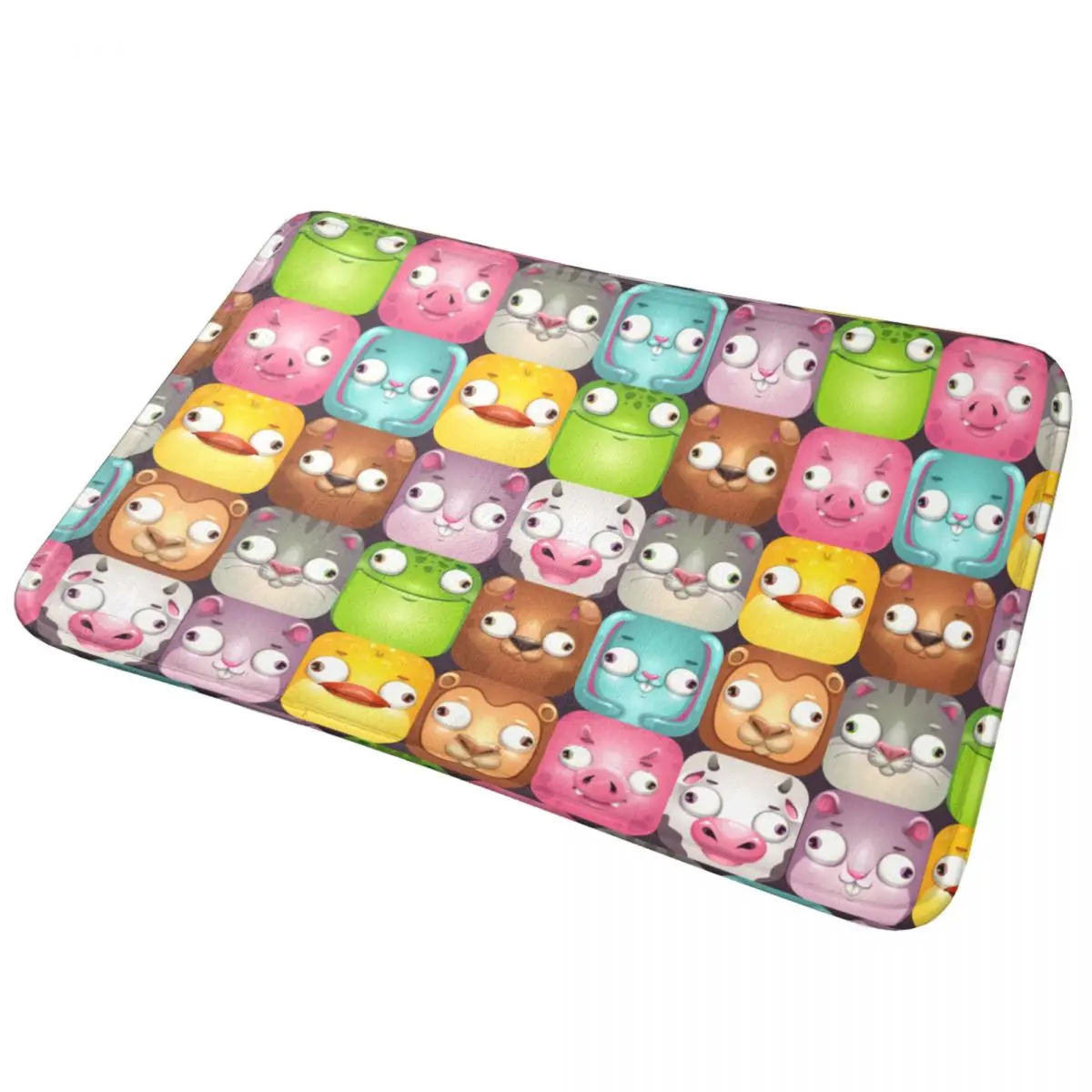 Funny Comic Cartoon Animal Faces Bathroom Rug Absorbent Doormat Humor Jokey Bath Mat Non-Slip for Bathroom Floor Tub and Shower