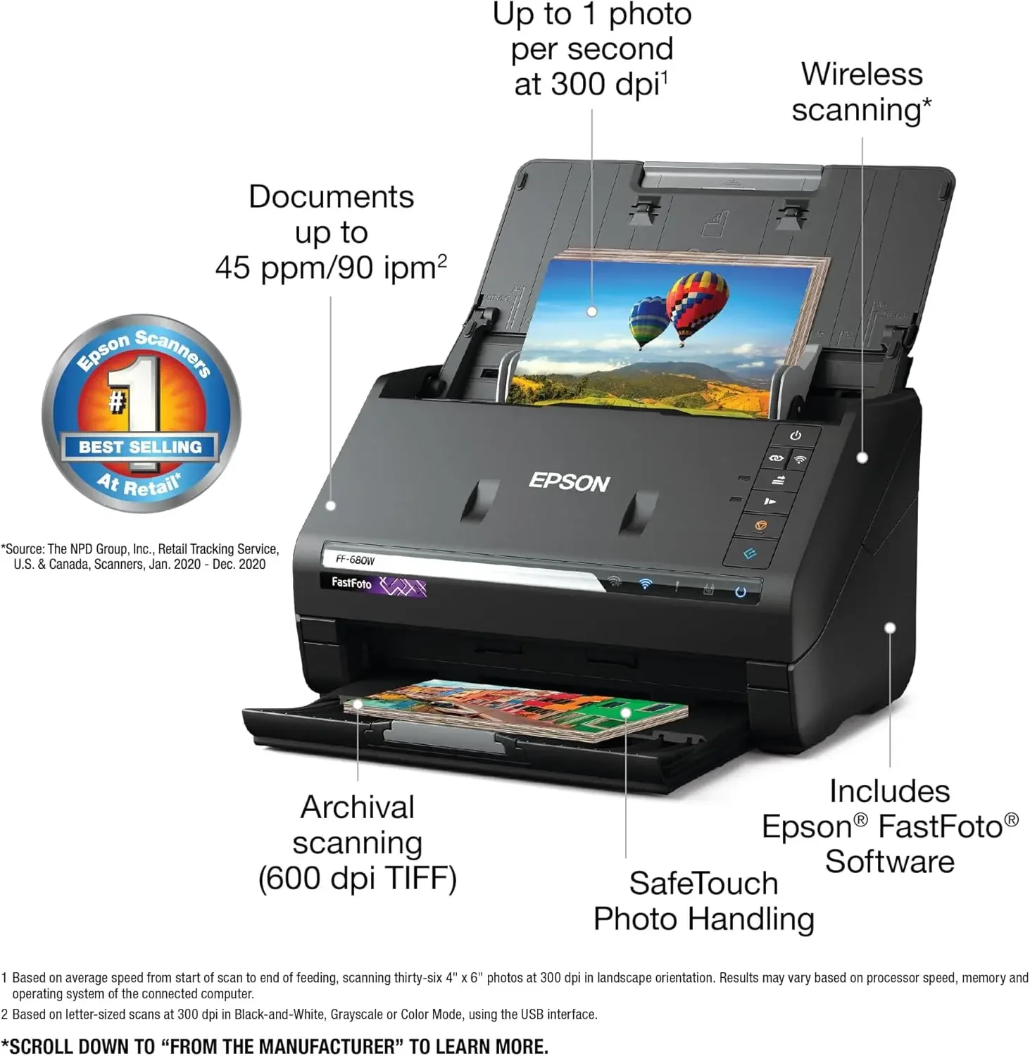 

[Hot Sale, Buy Now!]FastFoto FF-680W Wireless High-Speed Photo and Document Scanning System, Black