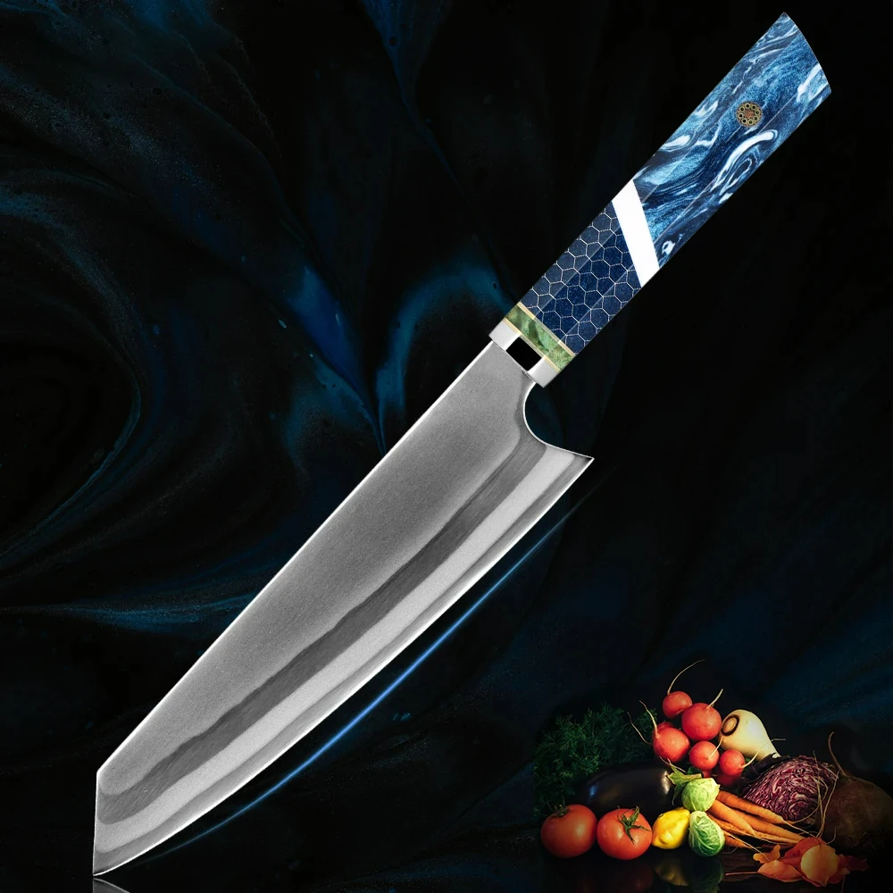 Professional Kiritsuke Chef Knife Super 3 layer Clad Steel Hand Forged Kitchen Knives Damascus Steel Cooking Knives Very Sharp