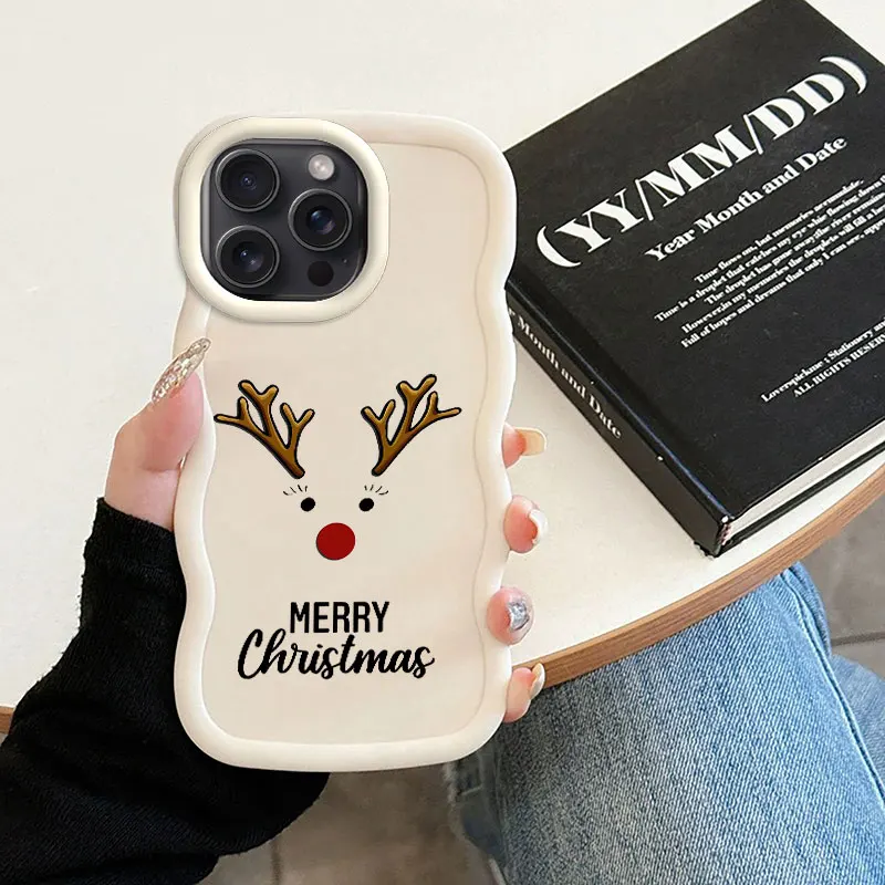 Funny Christmas Macalong Phone Case for iPhone XR 11 12 13 14 15 16 PRO MAX PLUS Soft Coque Wavy edged Shockproof Cover