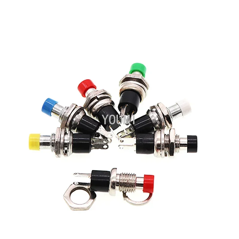 6Pcs PBS-110 Round Button 7mm Momentary Self-resetting Push Button Switch ON OFF Red Yellow Green Blue Black White