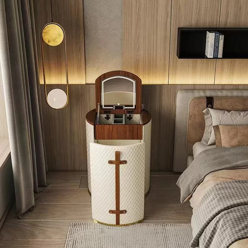 

---Simple Dressing Table Bedroom Organizer Flip Round Luxury Makeup Dressing Table Small Apartment Tocador Maquillaje Furniture