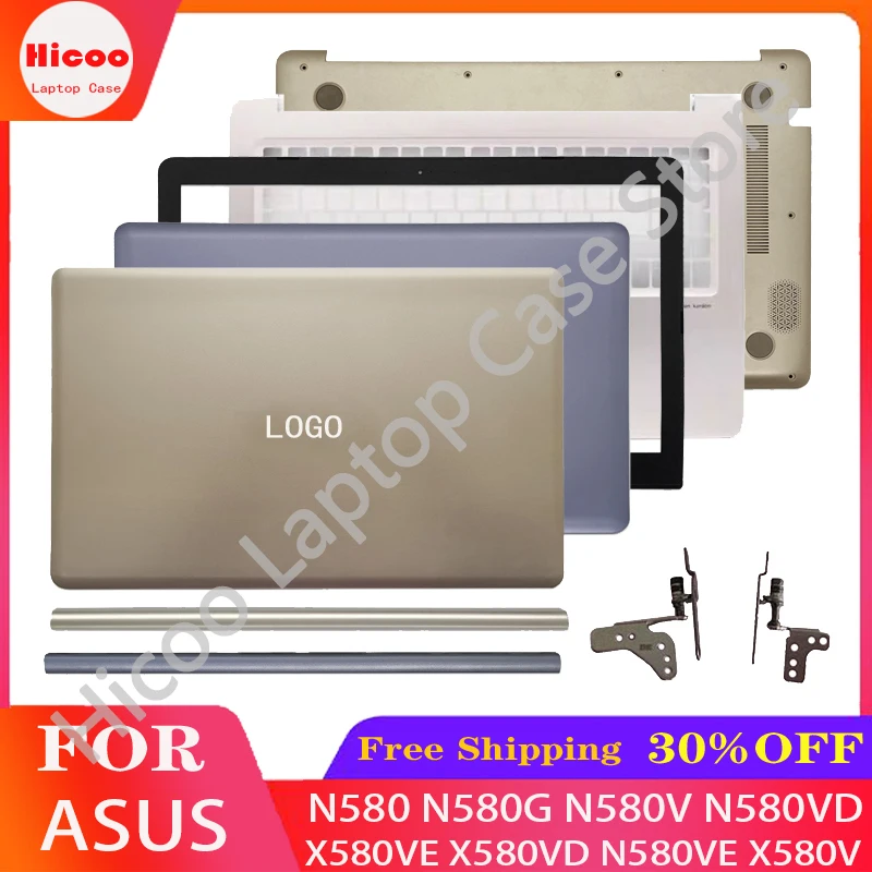 

New LCD Back Cover Screen Top Case Bezel Frame Hinges For Asus N580 N580G N580V X580V N580VD X580VE X580VD N580VE Plastic Shell