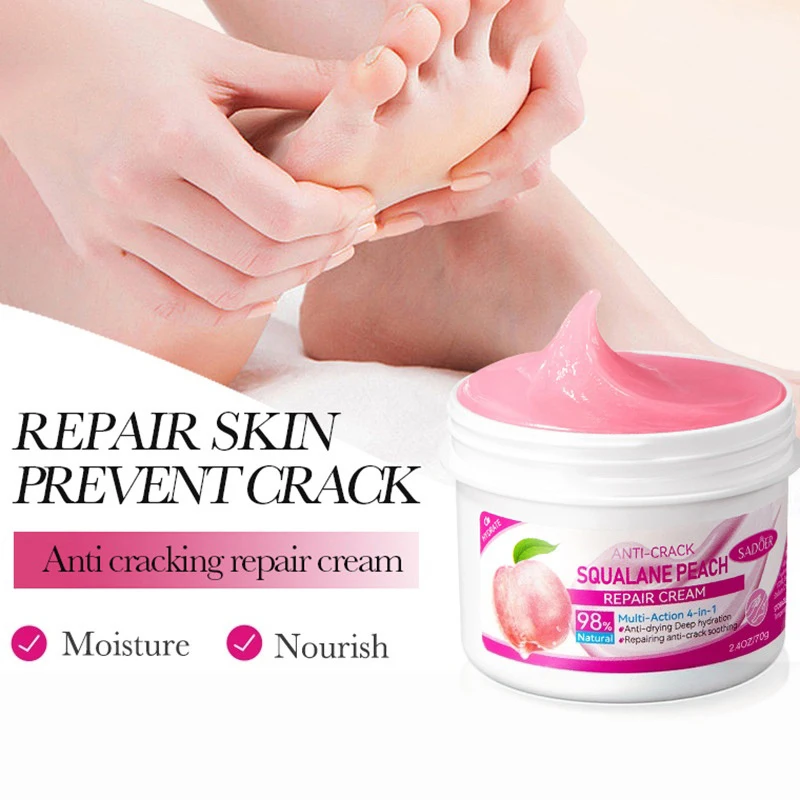 Peach Squalane Foot Repair Cream 70g Nourish Foot Skin Improve Rough Heel Dry Cracked Skin Refreshing Moisturize Foot Care Cream