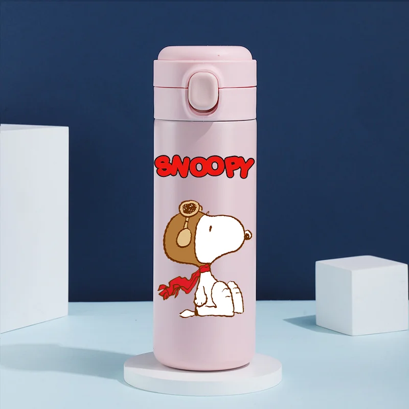 Snoopy Thermal Cup 420ml Outdoor Sports Water Cup Cute Dog Charlie Brown Portable Drinking Capacity Stainless Steel Bottle