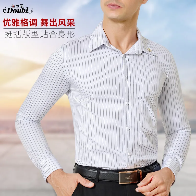 

Men's modern dance top, long-sleeved shirt, new practice suit, high-end social dance clothing, men's ballroom dancing clothes