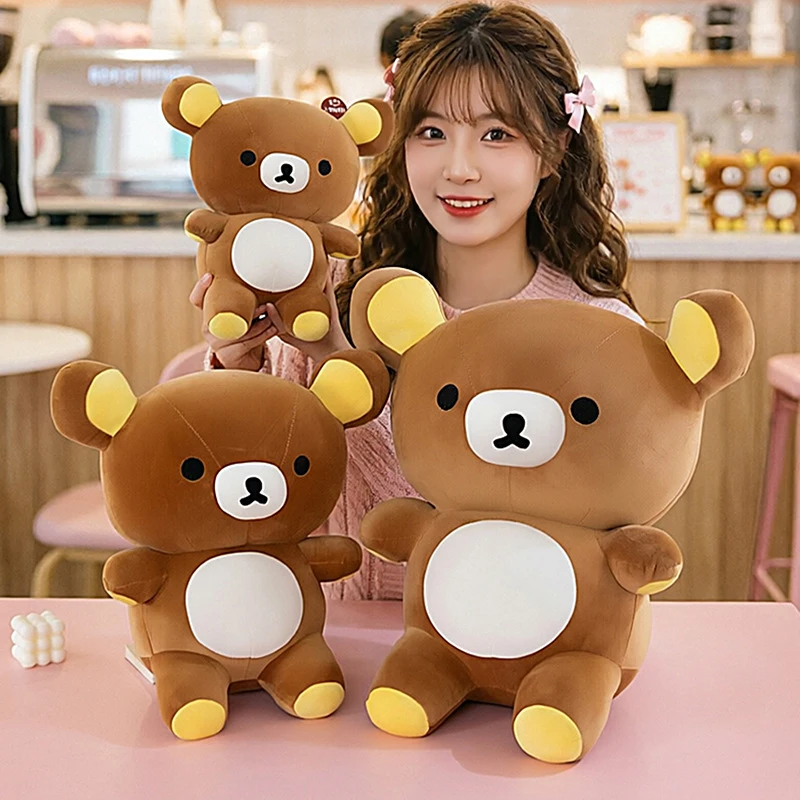 

Плюшевые игрушки Рилаккума 30-65 см, милые коричневые плюшевые куклы в стиле аниме, подушка для дивана, подарок на день рождения, мягкая игрушка для детей на Рождество