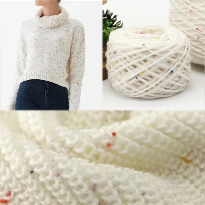 50g/Color Dots Peas Icelandic Wool, Hand Woven DIY Medium Coarse Hand Woven Scarf Blanket Sweater Material Thread