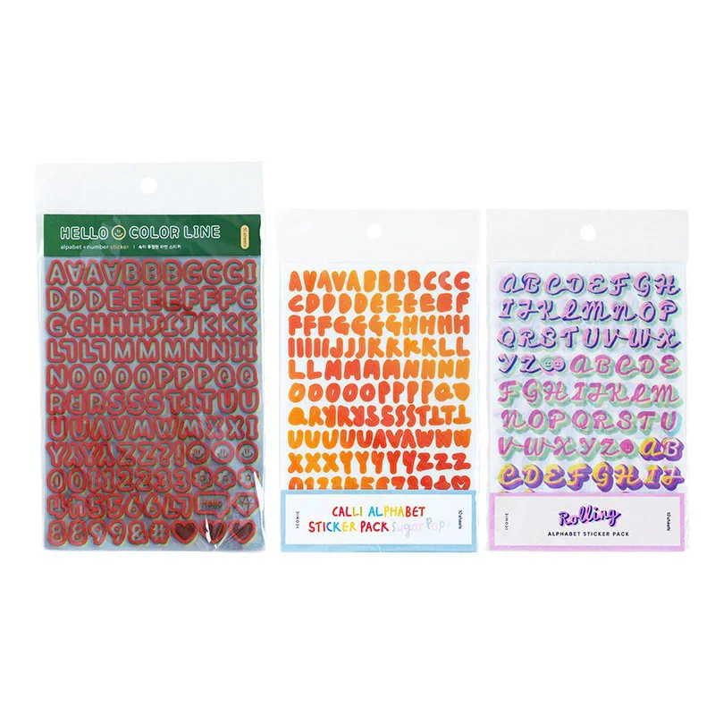 1000pcs Gradient Color Hollow Cute Cartoon Letter and Number Stickers with No Trace Notebook Hand account Decoration Letters image 3