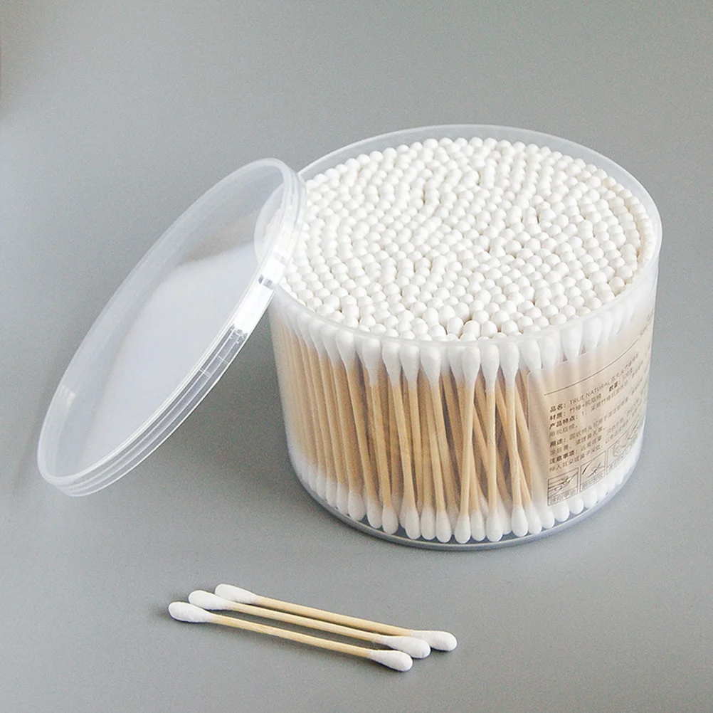 1 Box of 500PCS Bamboo Handle Cotton Swabs Multi-purpose Double-head Cotton Sticks Nail Polish Eye Makeup Removing Cotton