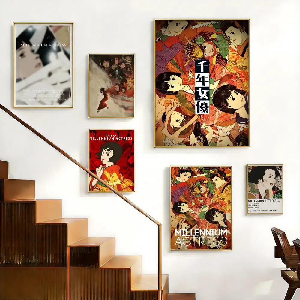 Classic Anime Millennium Actress Poster HD Self-Adhesive No Residue After Removal Ideal for All Kinds of Wall Decor