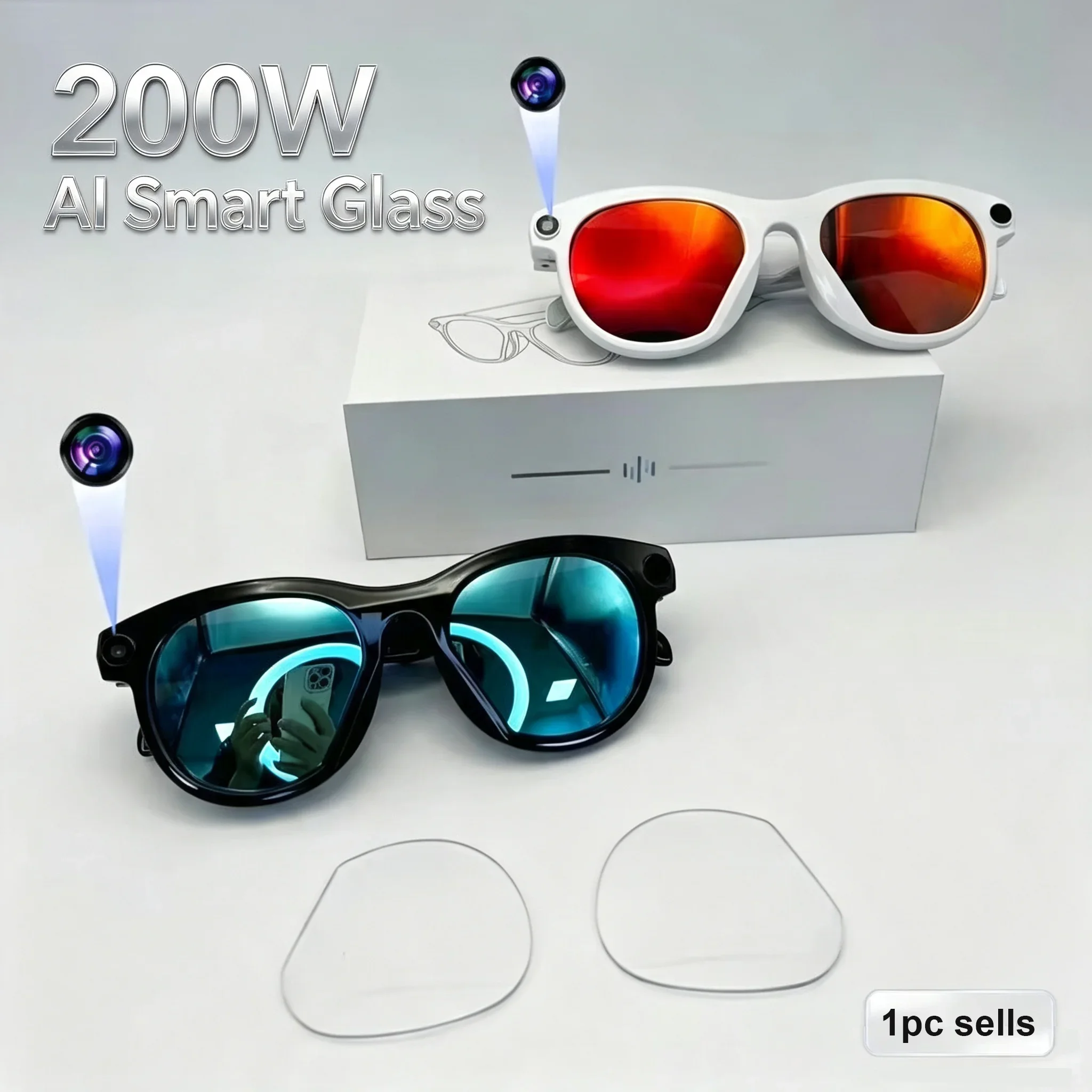 Smart AI Glasses Hands-Free Call Stereo Music Multifunctional for Business Travel Cycling Sports Quality Multimedia Eyewear