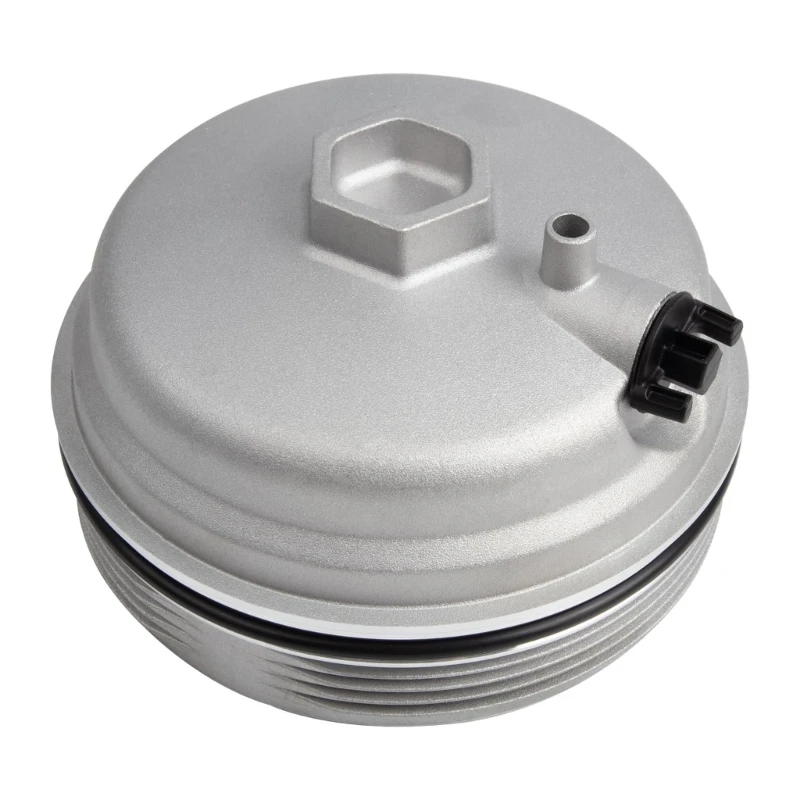 Silver Aluminum Filter Cap Assembly for Housing Maintenance, Cover with Threaded Fit, Seal Component and Wrench-Ready