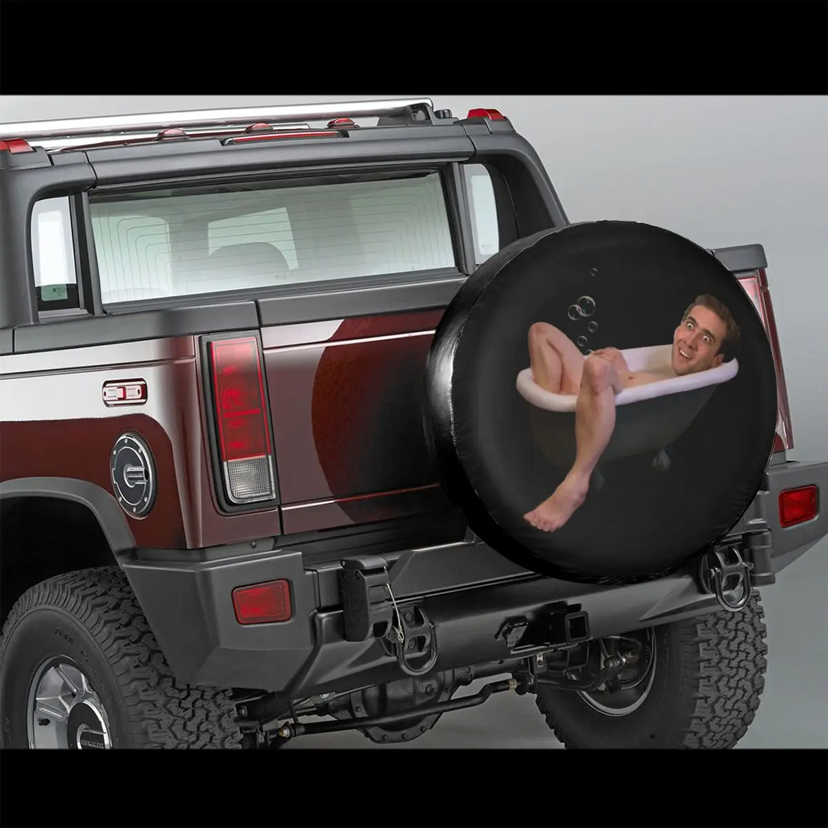 Nicholas Cage Taking A Bath Spare Tire Cover Case Bag Dust-Proof Funny Meme Wheel Covers for Jeep Honda 14