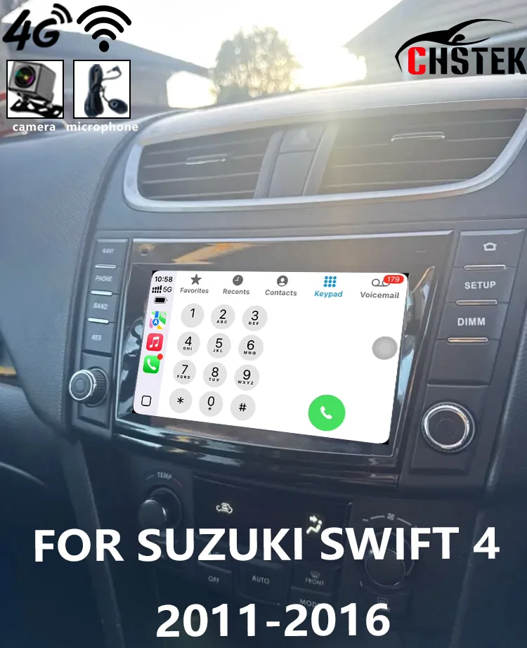 CHSTEK Car Radio For Suzuki Swift 4 2011-2016 4G GPS WIFI Android System Auto Bluetooth Wireless Carplay Navigation Handsfree FM