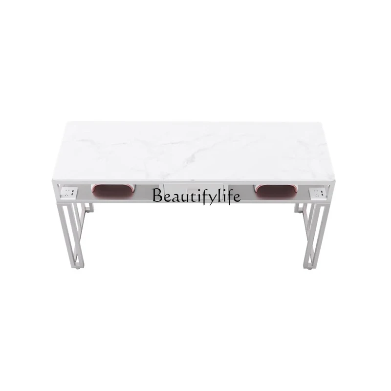 

Modern Metal Legs Nail Table Professional Dust Collector Unique Simple Nail Table Italian Trendy Table Manucure Salon Furniture