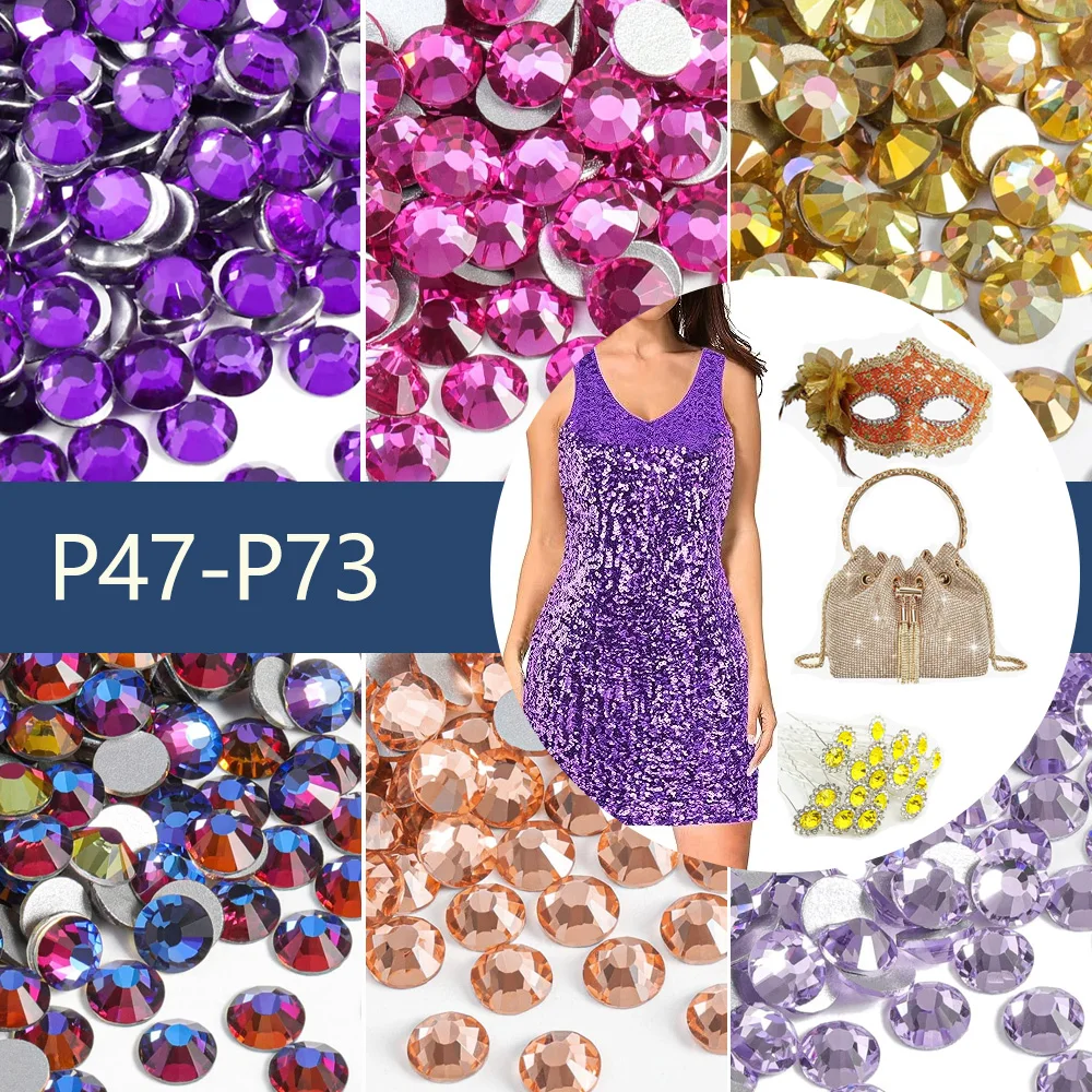 

ss3-ss30 Sparkling 12 Facets Non Hotfix Glass Rhinestones for Nail Art & Face Makeup Decoration, DIY Beauty Gems Flatback Strass