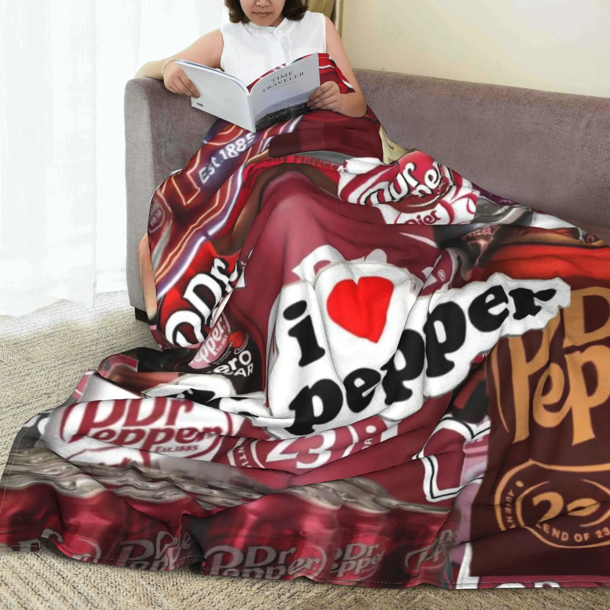 

Dr Pepper Blanket Multi-function Fleece Sofa Throw Blanket for Couch Bedding Office Throws Bedspread Quilt