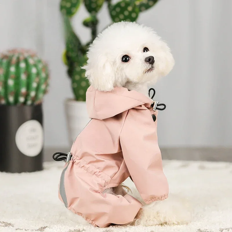 

Pet dog clothing, rainproof, breathable and reflective clothes, dog four-legged raincoat, cat and dog supplies