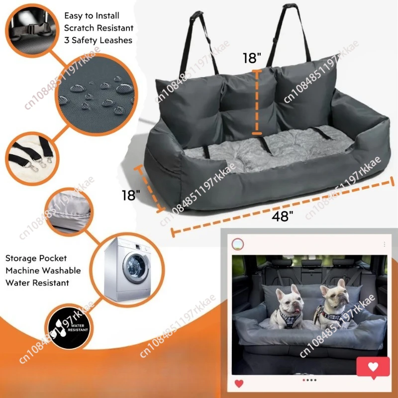 Pet car nest waterproof and dirt-resistant dog safety seat removable and washable,  medium and large dog kennel