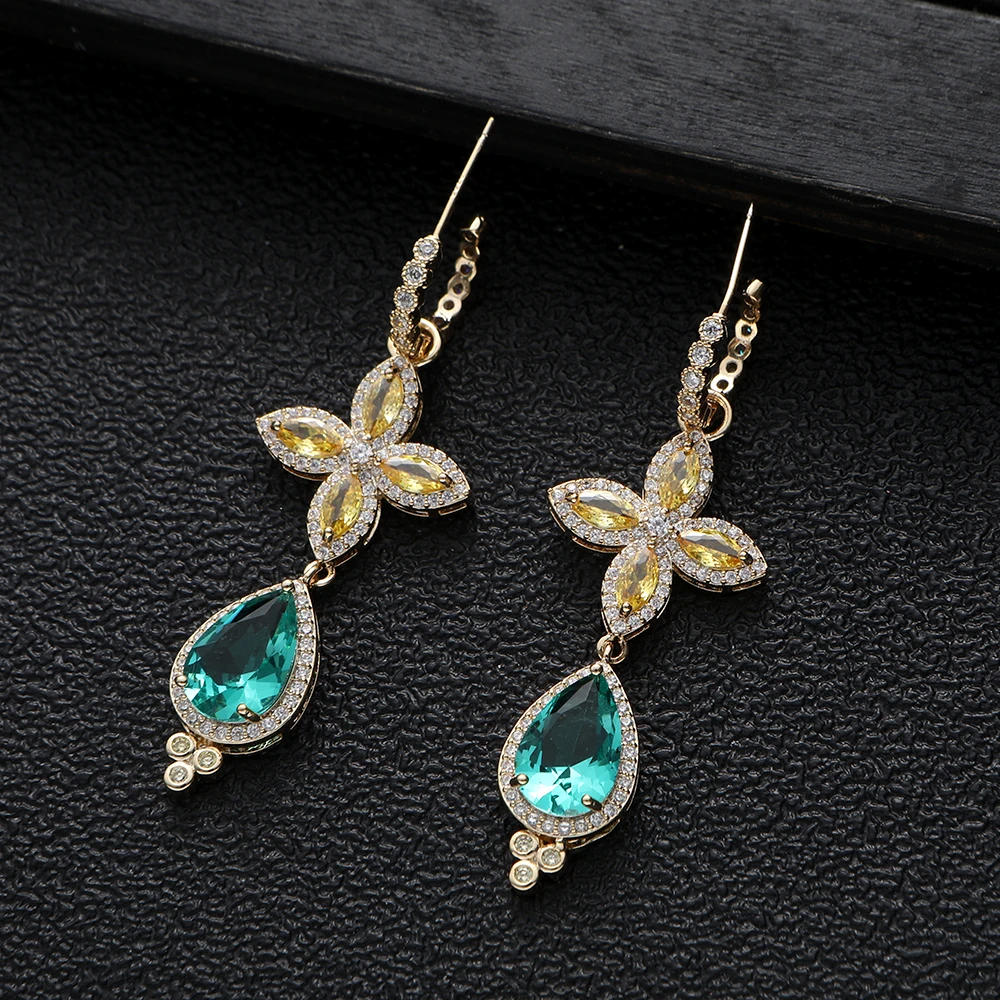 

Роскошные геометрические серьги-кольца с кубическим цирконием для женщин, свадебные серьги DUBAI, ювелирные аксессуары E10286